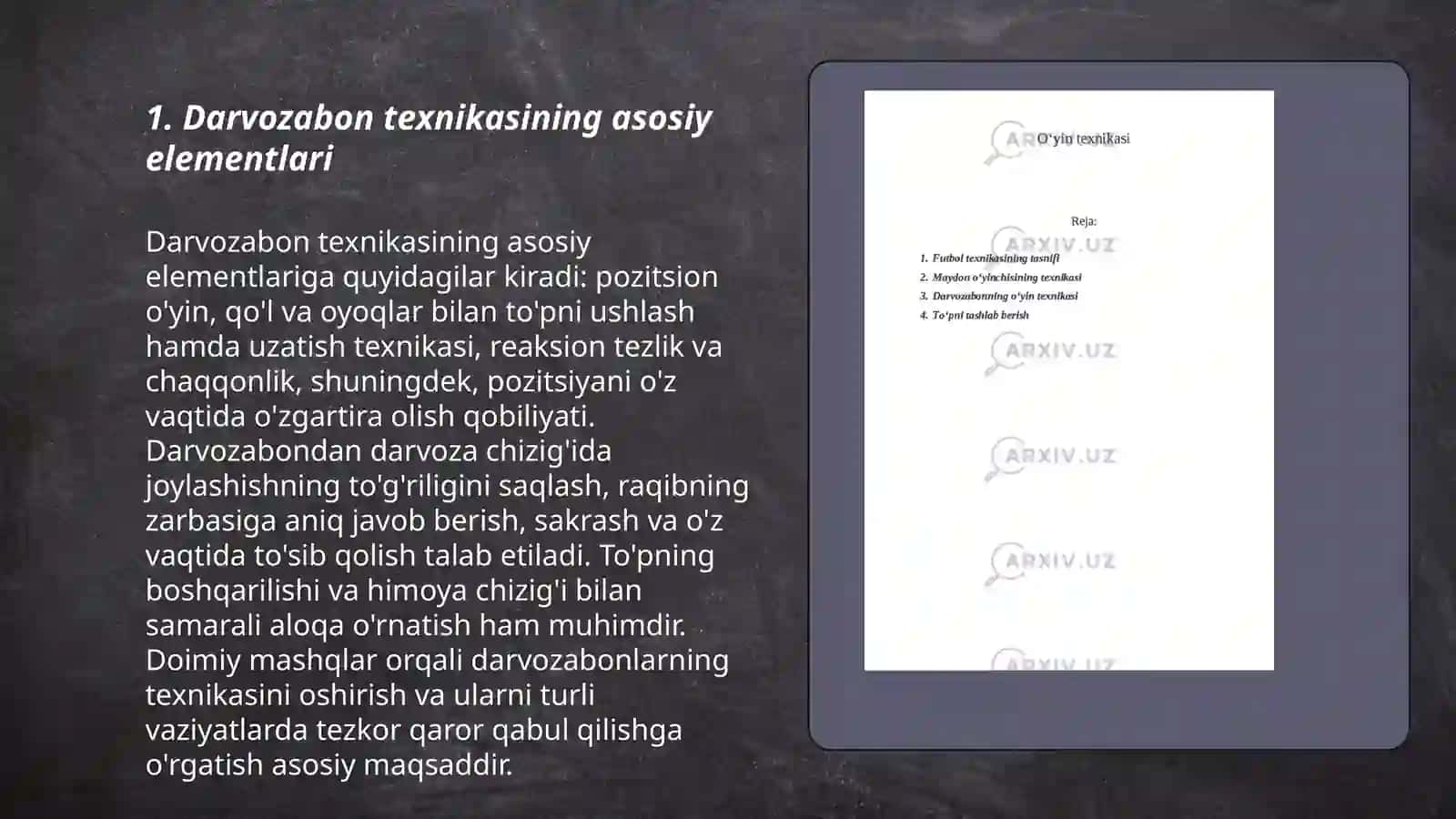 Darvozabon texnikasi tasnifi 3