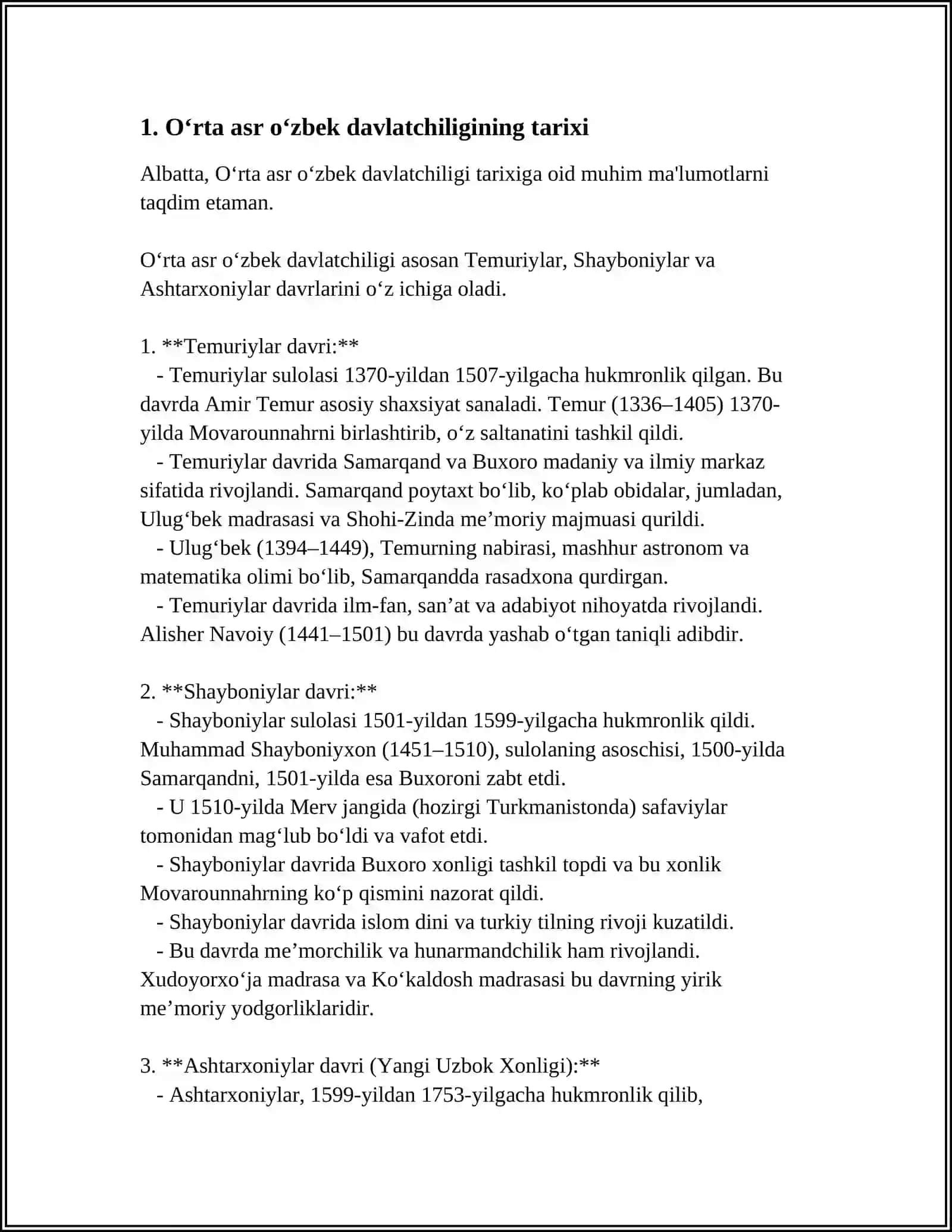 ILK OʻRTA ASR OʻZBEK DAVLATCHILIGI VA HUQUQI 3