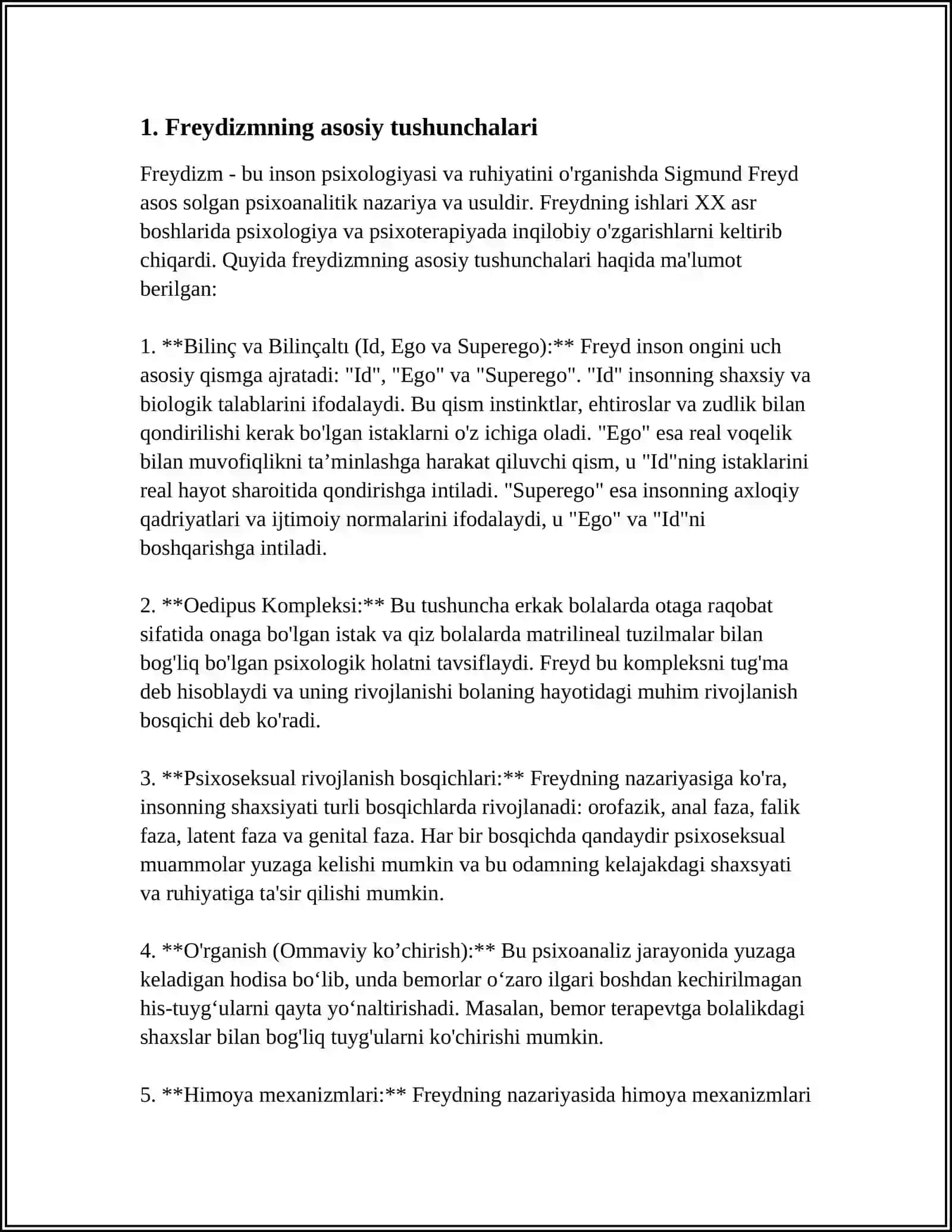 FREYDIZM TA'LIMOTI.PSIXOANALIZ 3