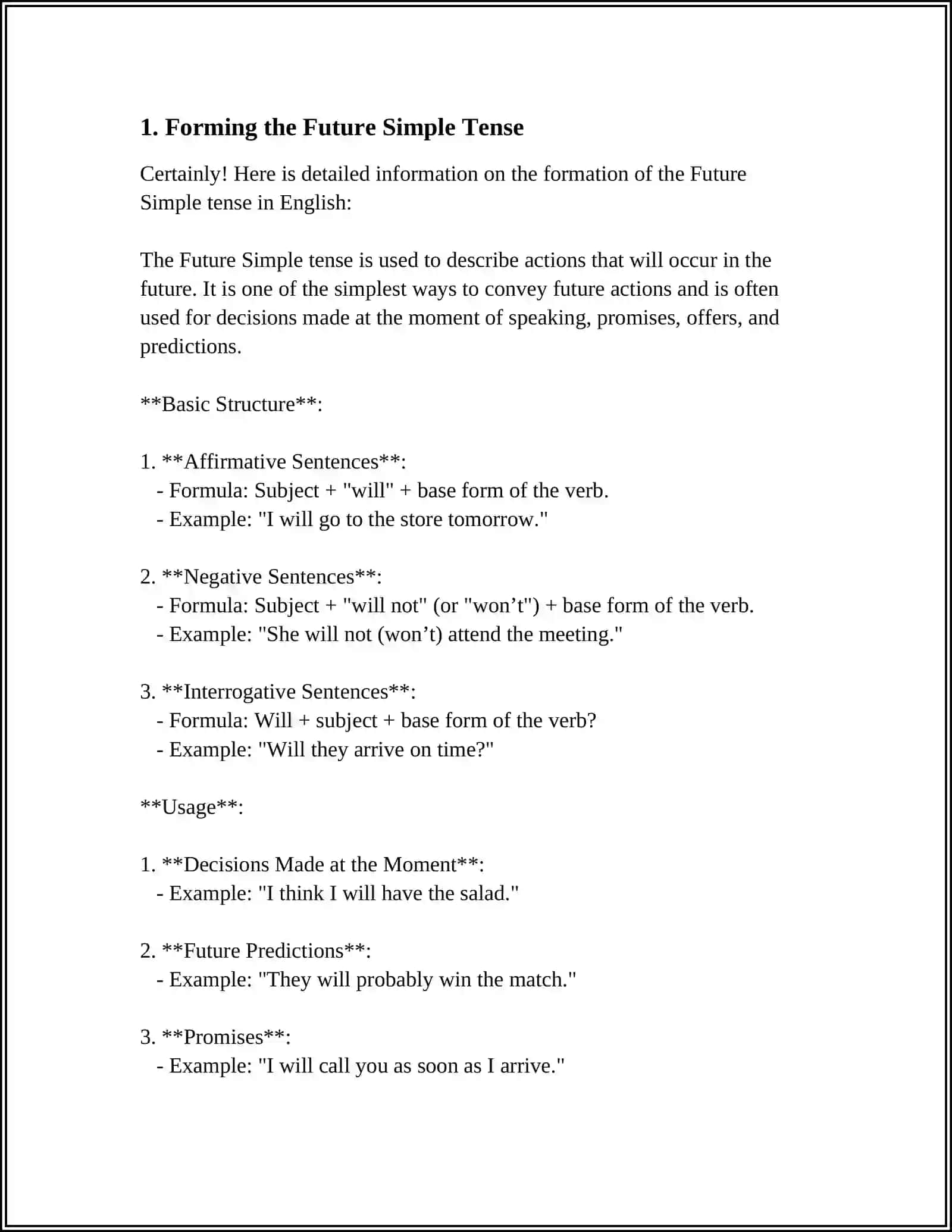 Forming the Future Simple Tense 3