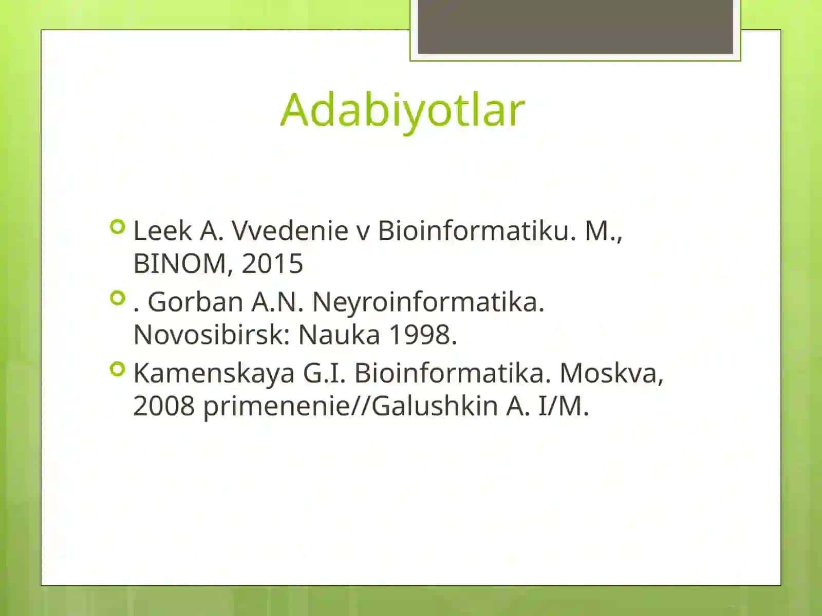 Bioinformatika faniga kirish 3
