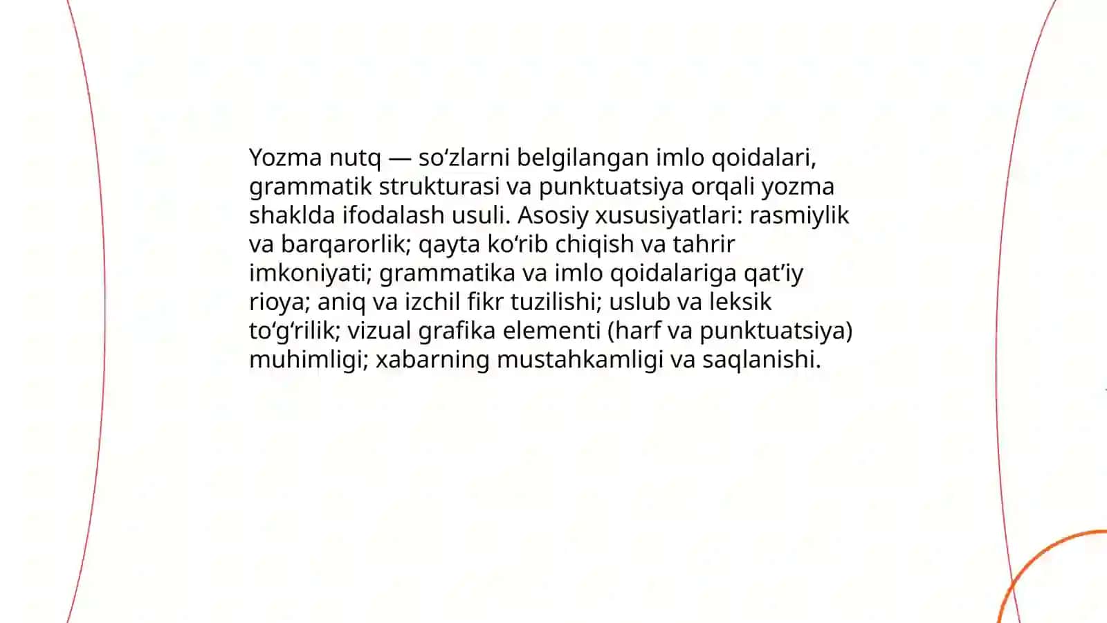 Yozma Nutq va unga Qo'yiladigan Talablar 3