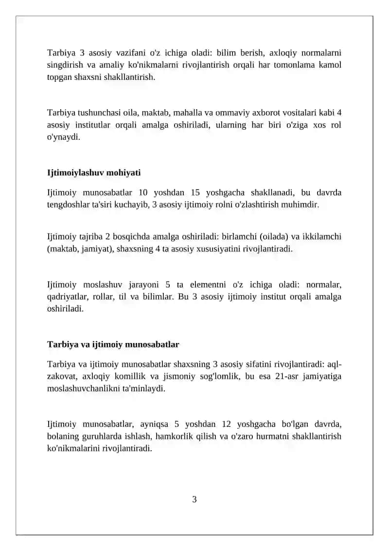 Shaxsning rivojlanishi tarbiyasi va ijtimoiylashuvi tarbiya maqsadi va vazifalari 3