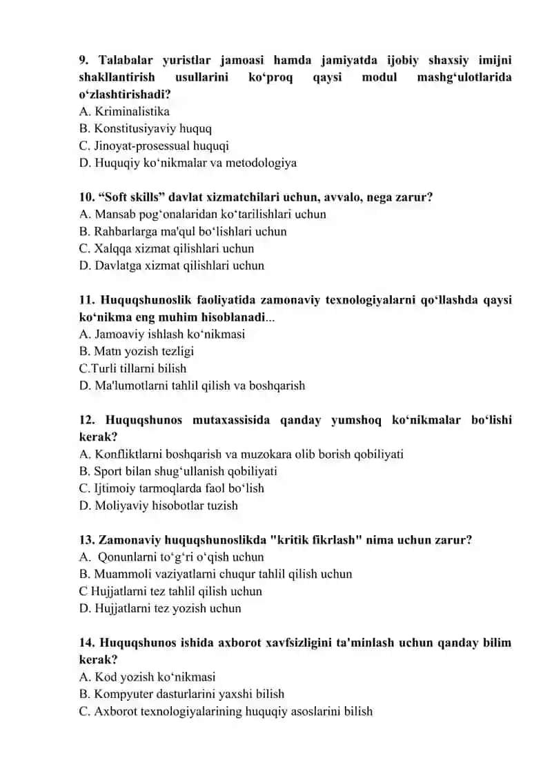 Metadologiya yakuniy test 3