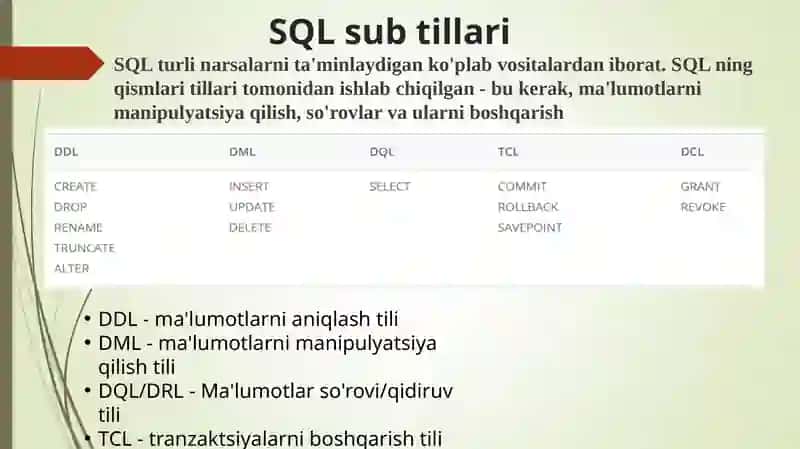 SQL daburnishlari 3