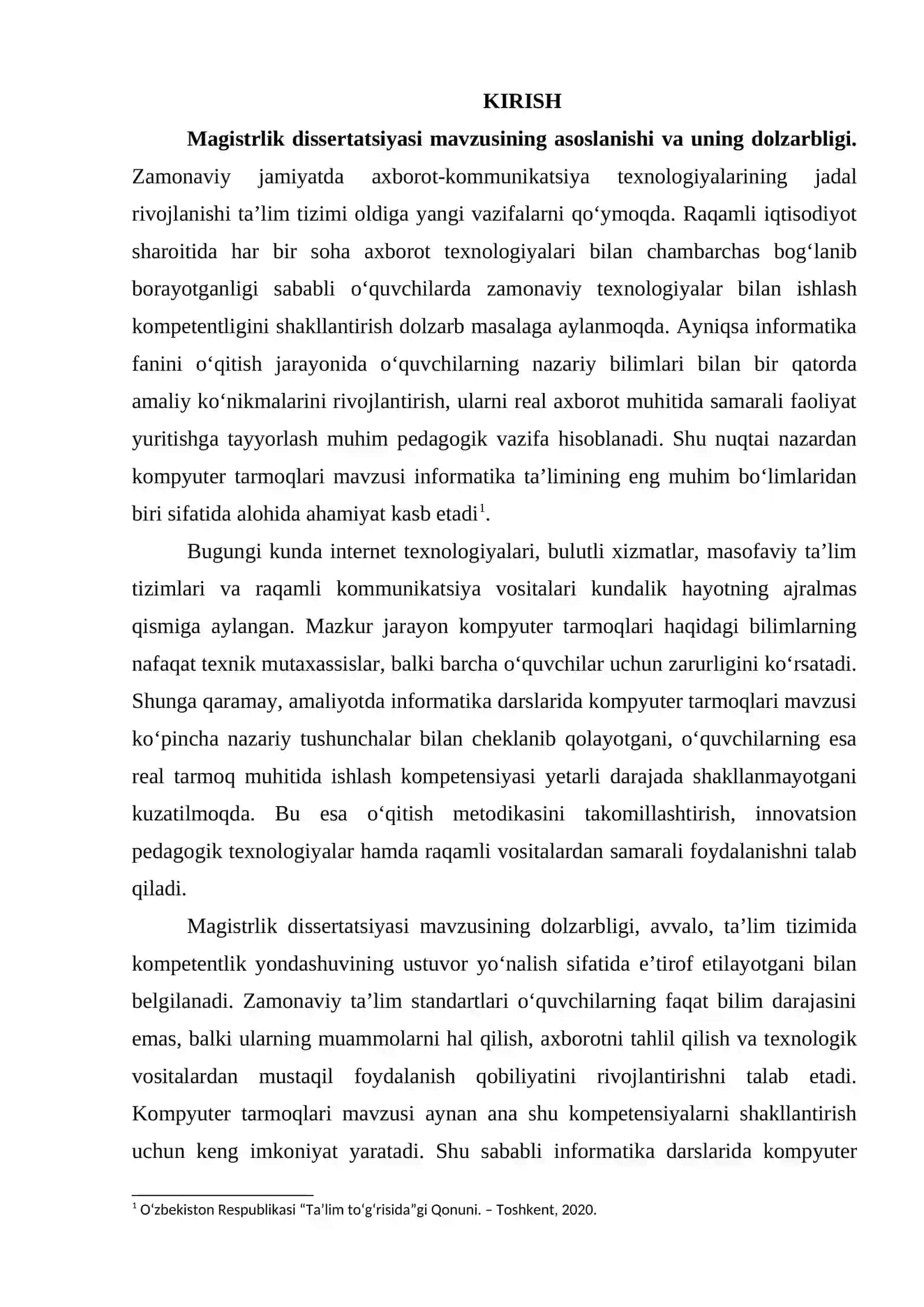 INFORMATIKA DARSLARIDA O‘QUVCHILARNING KOMPYUTER TARMOQLARI BO‘YICHA KOMPETENTLIGINI RIVOJLANTIRISH 3