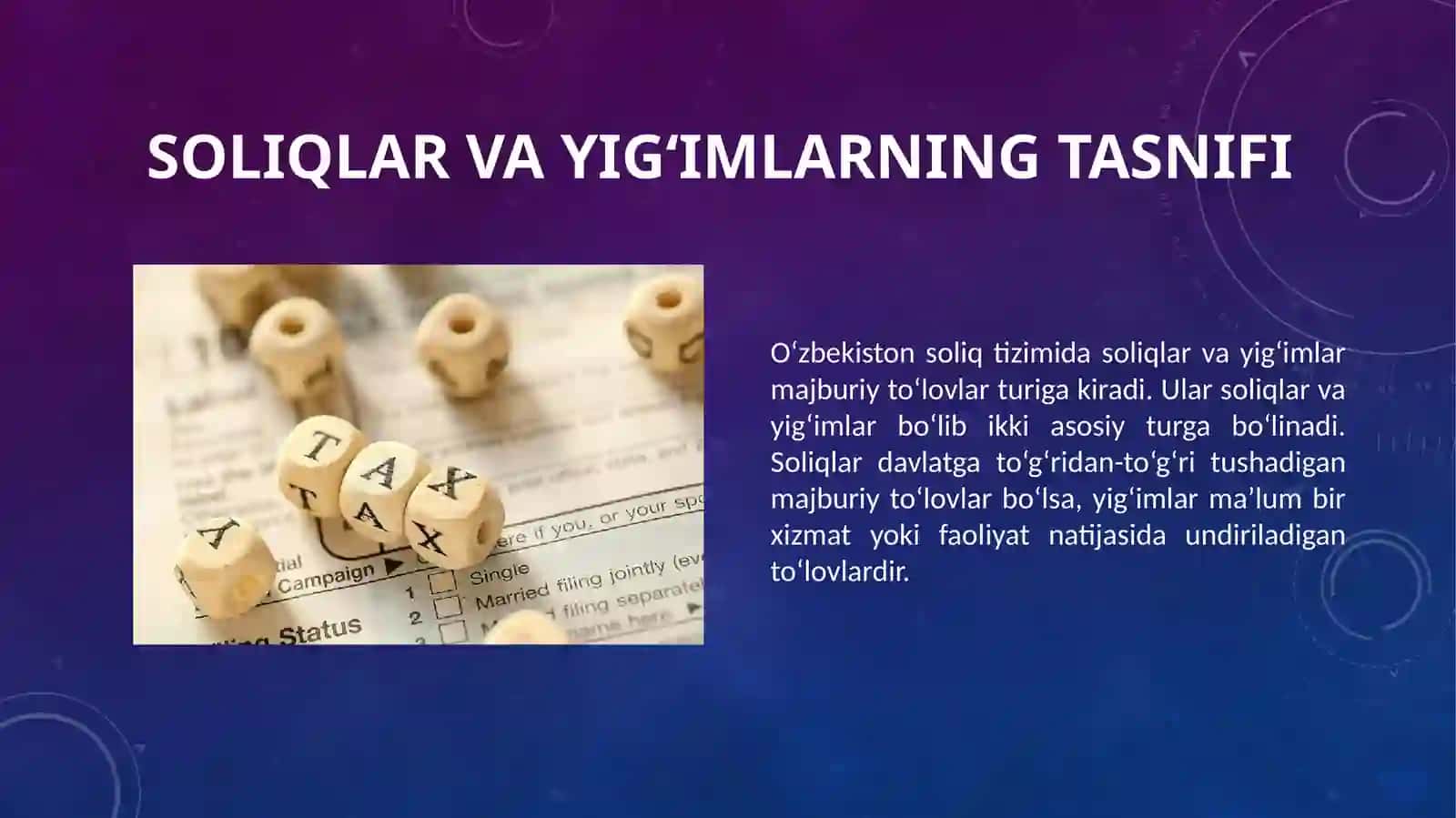 Soliqlar va yig'imlar turlari 3