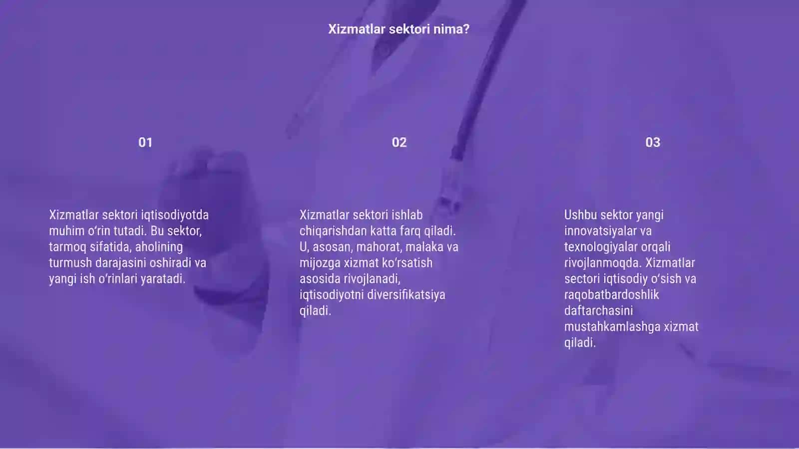 Xizmatlar sektori iqtisodiyotda 3