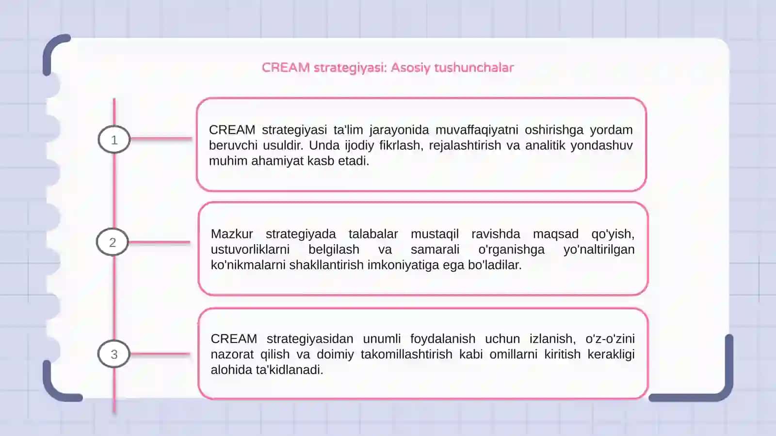 CREAM strategiyasi va undan samarali foydalanish 3