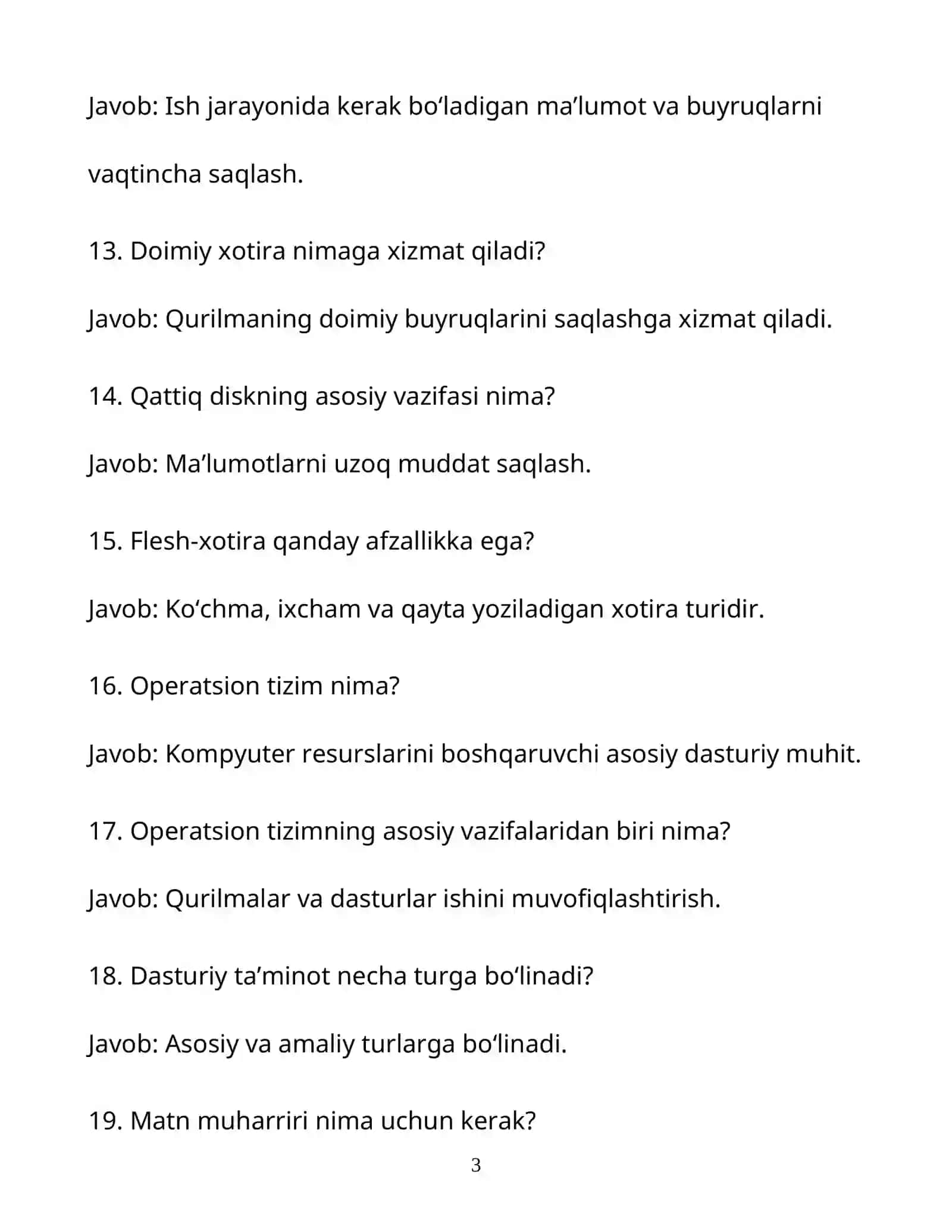 Axborot texnologiyalari bo‘yicha test savoli va javoblari 3