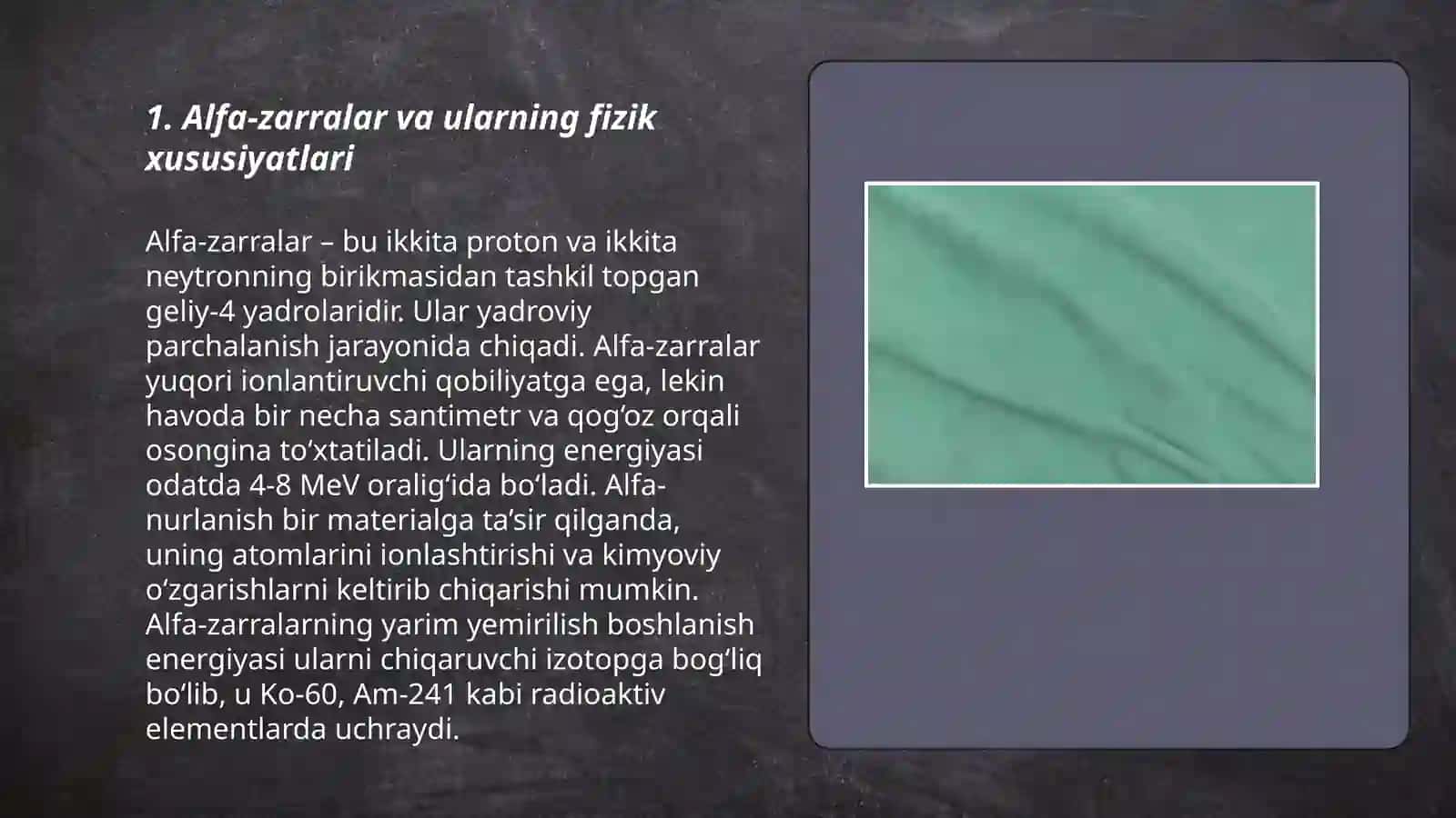 Alfa - zarralarning sochilishi 3