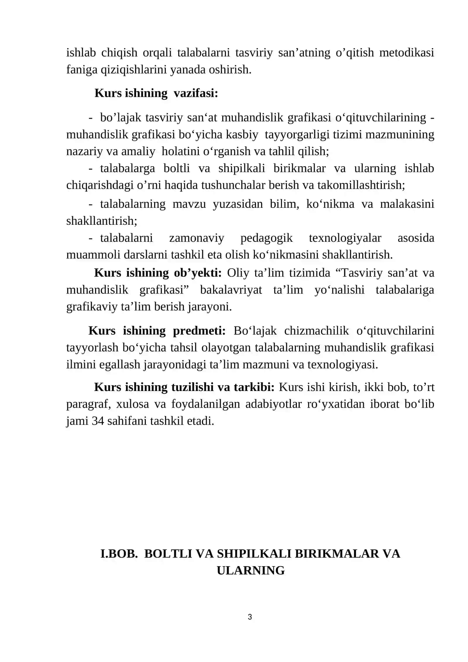 BOLTLI VA SHIPILKALI BIRIKMALAR VA ULARNING ISHLAB CHIQARISHDAGI O’RNI 3