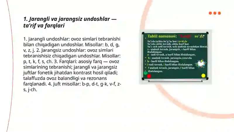 Jarangli va jarangsiz undoshlar 3