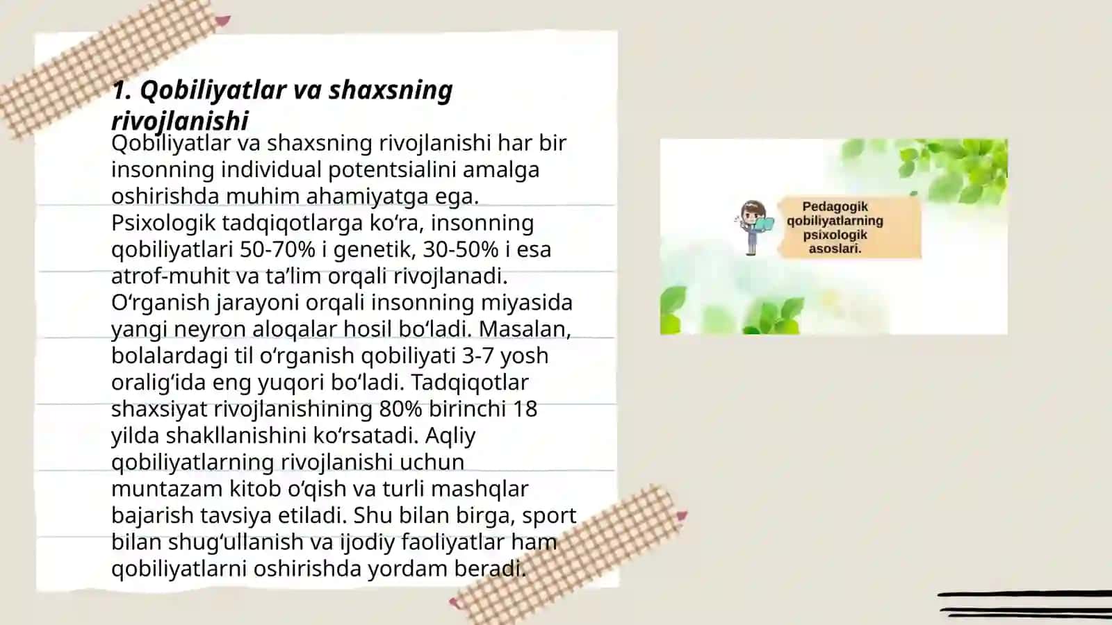 Qobiliyatlarning psixologik strukturasi 3