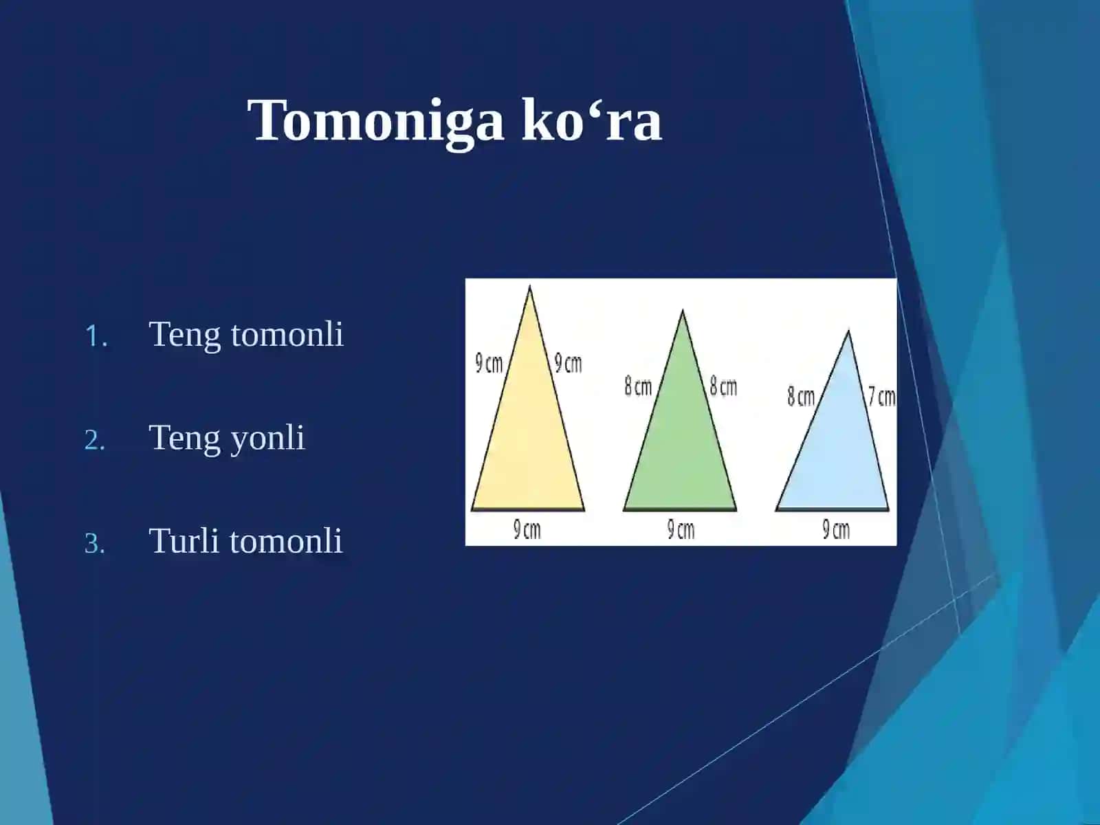Uchburchak turlari va ularning yuzalarini hisoblashga doir masalalar 3