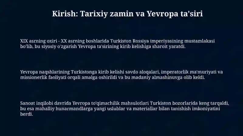 Turkiston naqshlarida Yevropa ta'siri 3