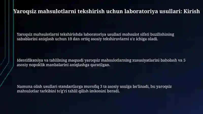 Iste'molda yaroqsiz mahsulotlarni laboratoriya usullarida tekshirish 3