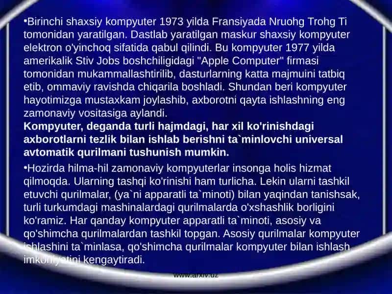 Shaxsiy kompyuterlarning qurilmalari 3