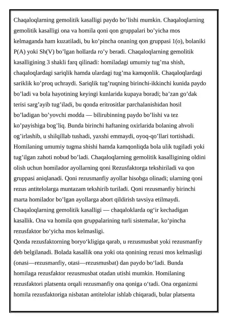 CHAQALOQLARNING GEMOLITIK KASALLIGI 3
