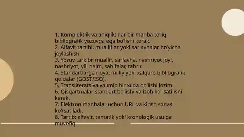 Bibliografik roʻyxatni tuzish qoidalari 3