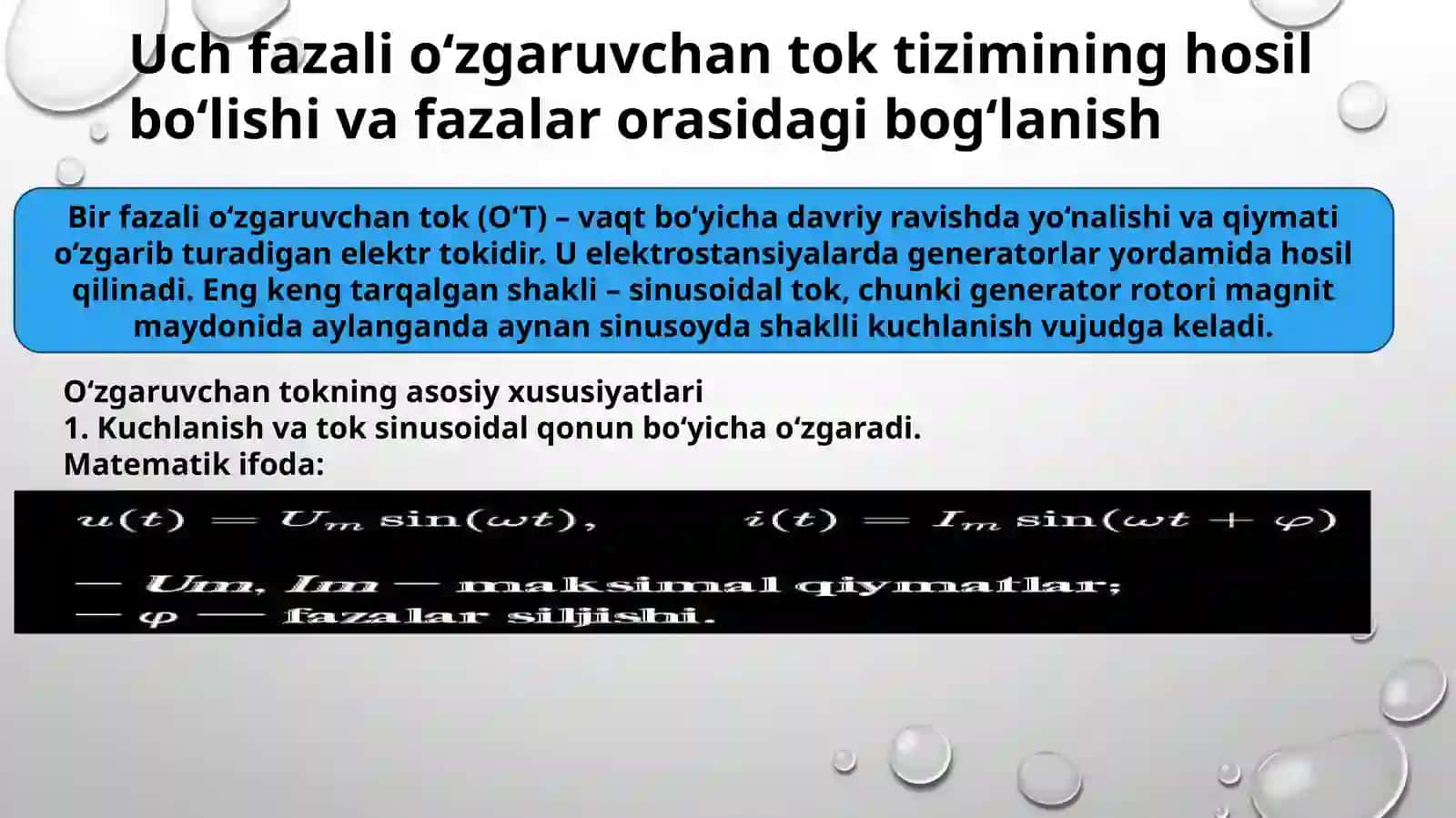 Birfazali o‘zgaruvchan tok elektr zanjirlari 3