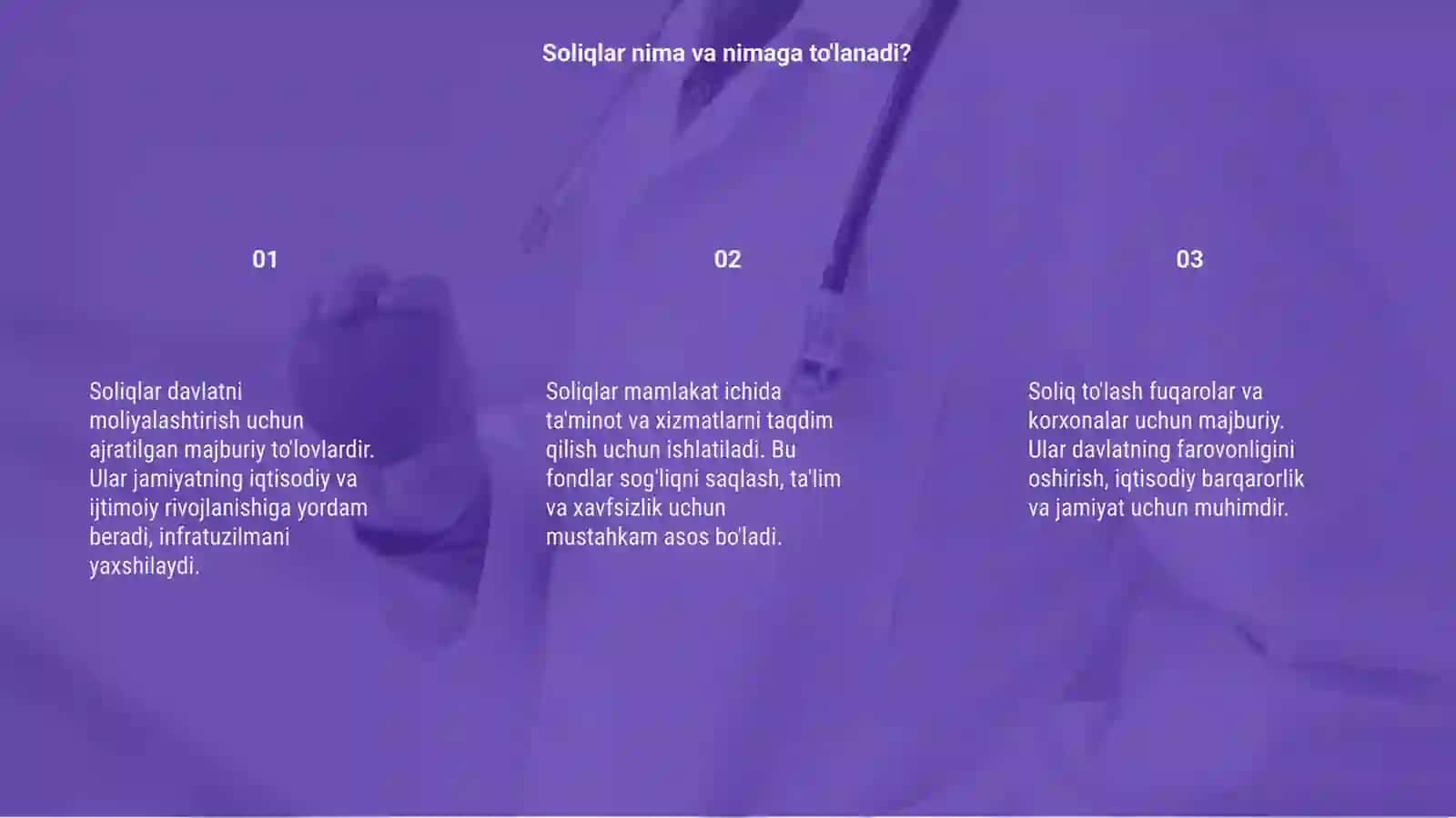 Soliqlar nimaga to'lanadi va nimaga ishlatiladi 3