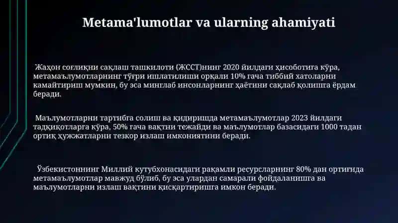 Metama'lumotlar va ularning ahamiyati 3