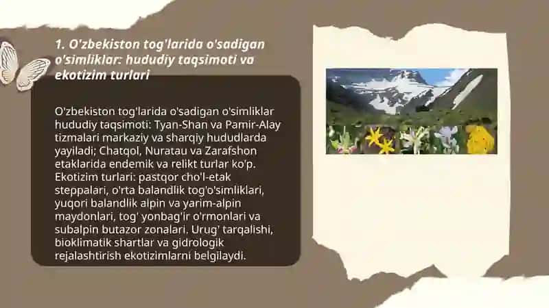 O'zbekiston tog'larida o'sadigan o'simliklar 3