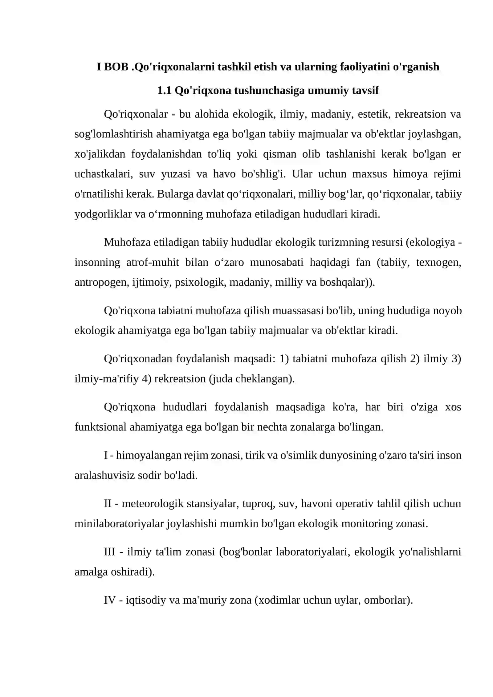 Qo'riqxonalarni tashkil etish va ularning faoliyatini o'rganish 3