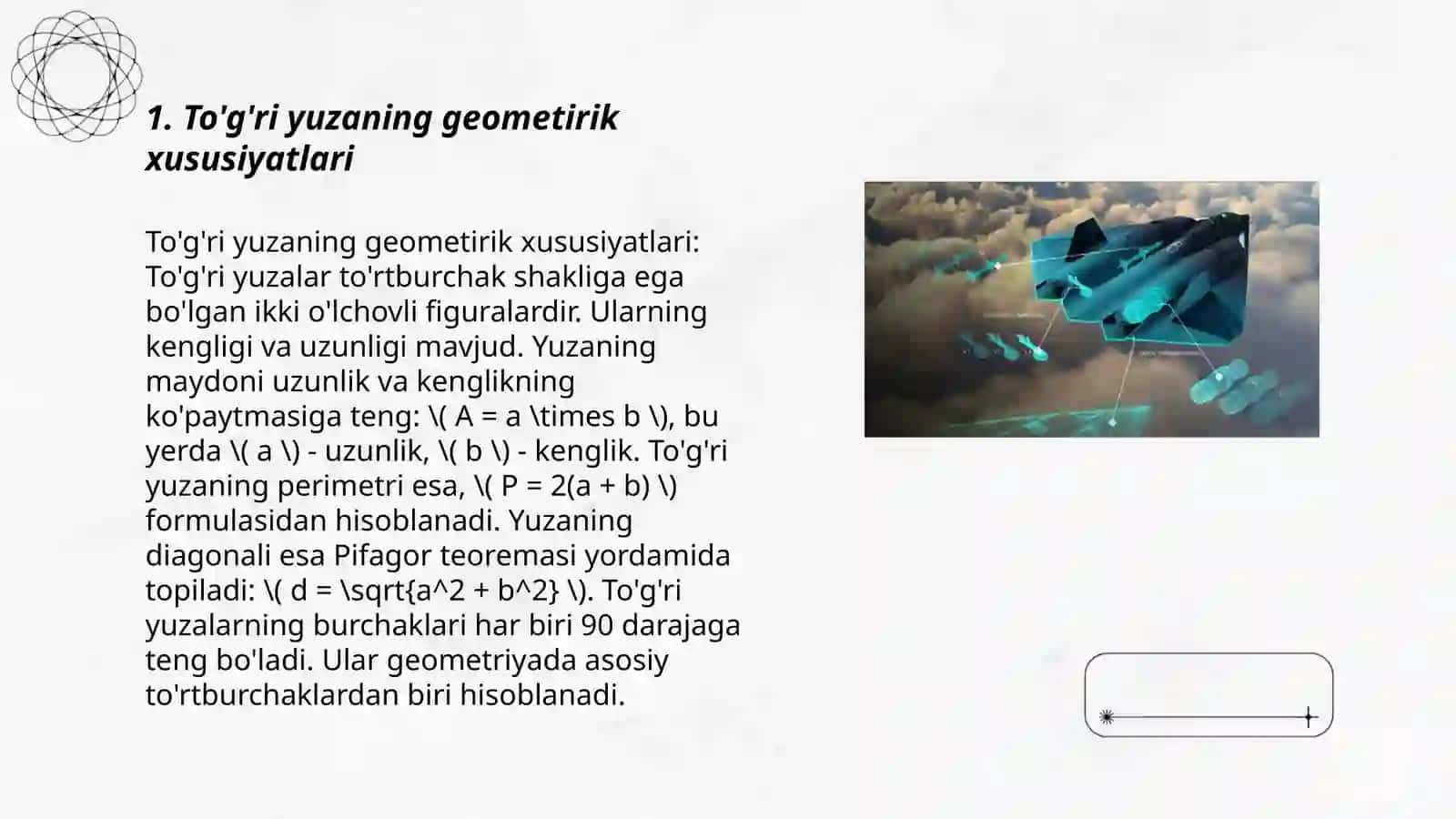 To'g'ri yuzaning geometirik xususiyatlari 3