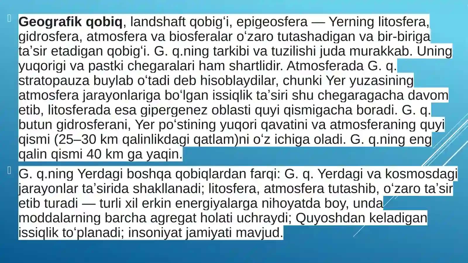 geografik qobiq, uning tartibi va tuzilishi. 3
