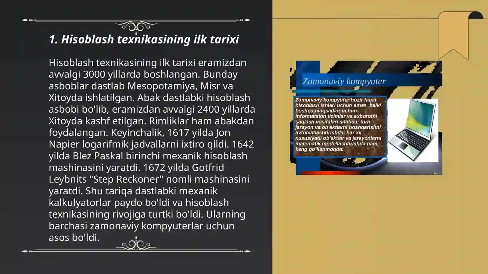 Hisoblash texnikasi rivojlanish tarixi va avlodlari 3
