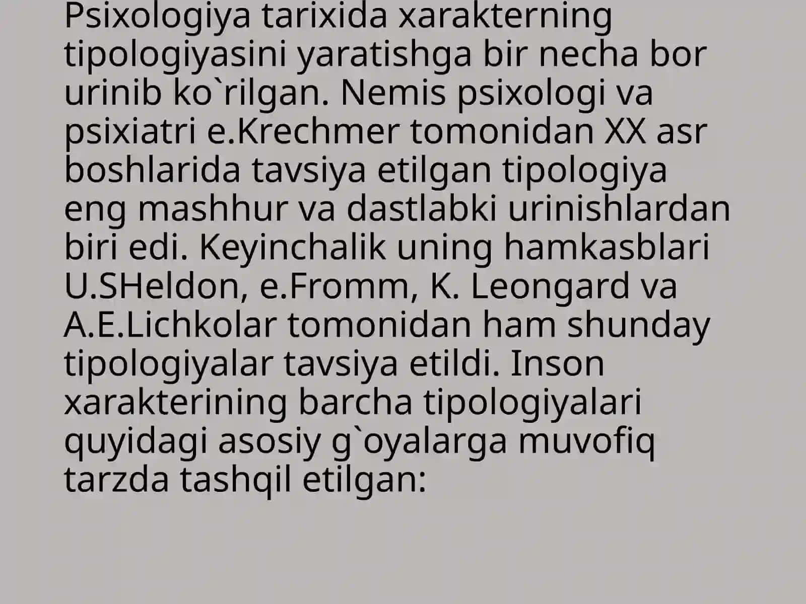 Harakter tipologiyalari bo’yicha tavsif 3