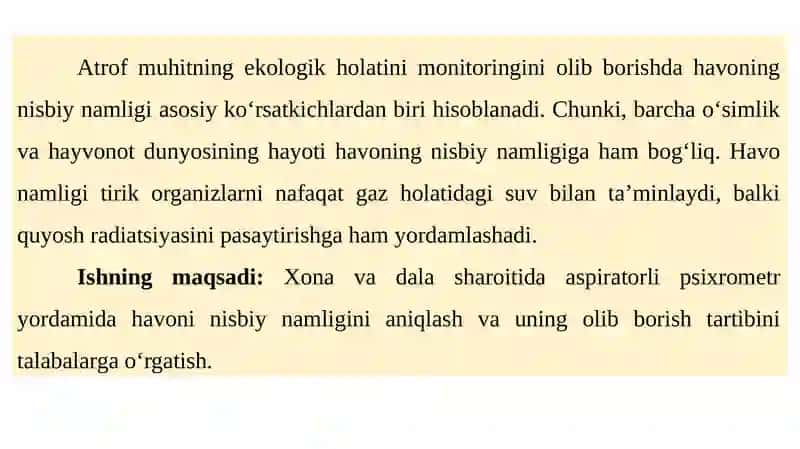 Havoning nisbi yanamligini aniqlash 3