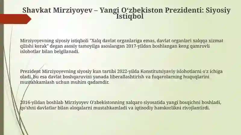 Shavkat Mirziyoyev – Yangi Oʻzbekiston Prezidenti 3