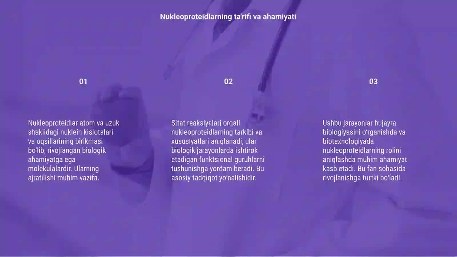 Nukleoproteidlarni ajratish va ularning sifat reaksiyalari 3