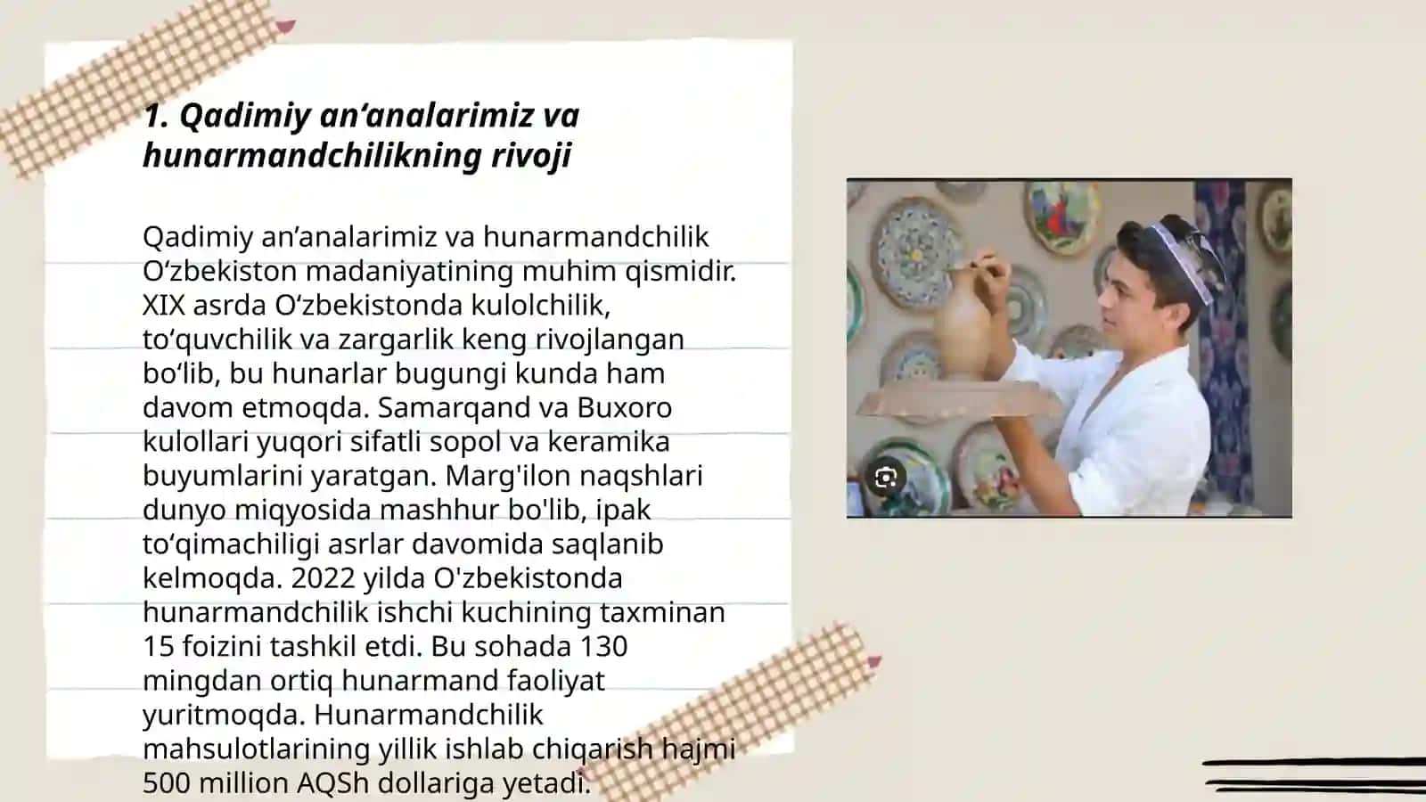Qadimiy an‘analarimiz va hunarmandchilikning rivoji 3