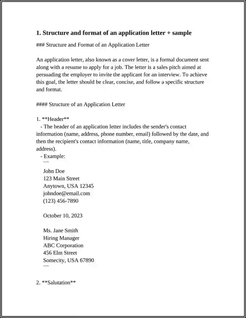 Structure and format of an application letter 3