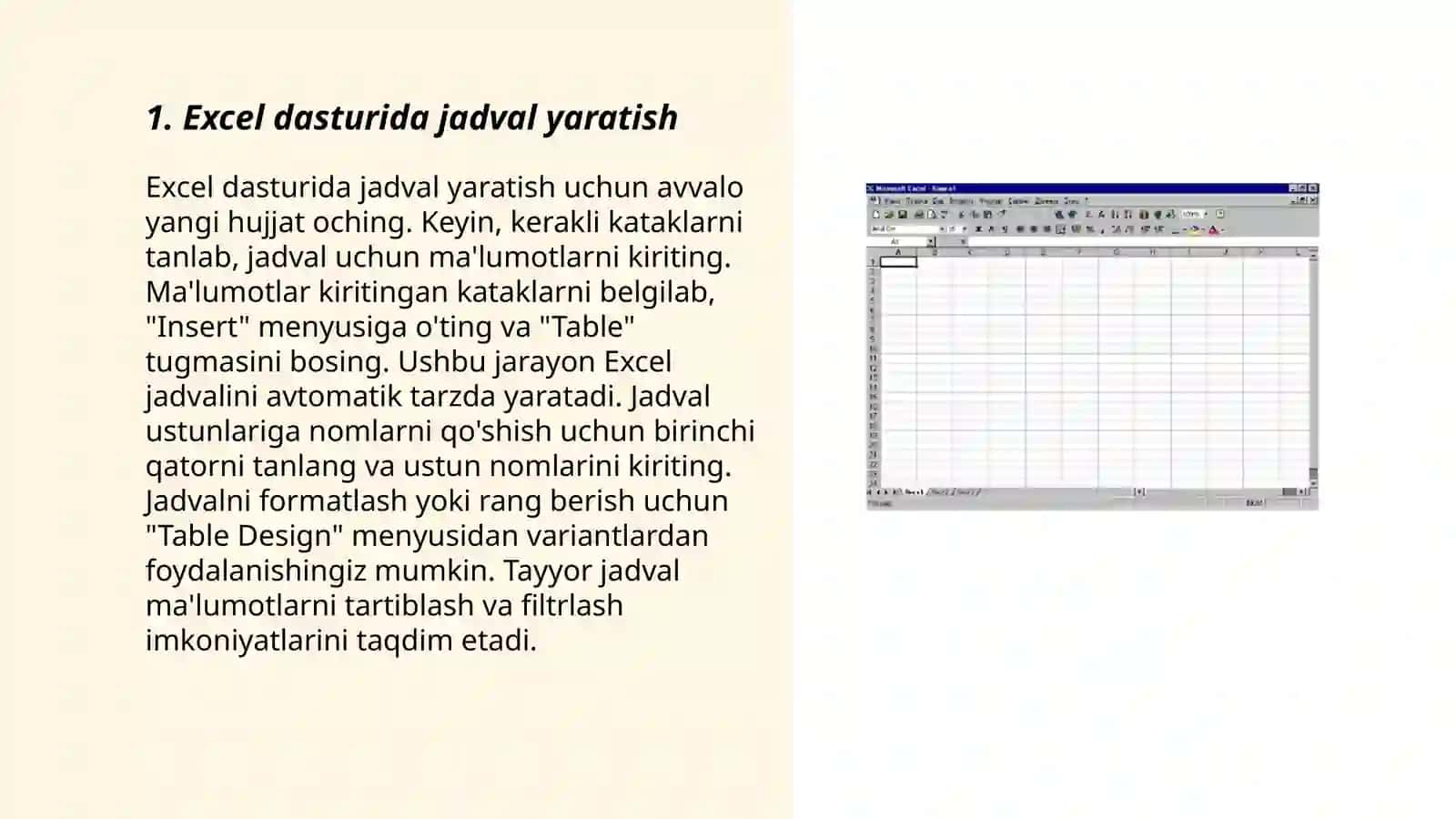 Excel dasturida jadval hosil qilish va uning ustida amallar bajarish 3