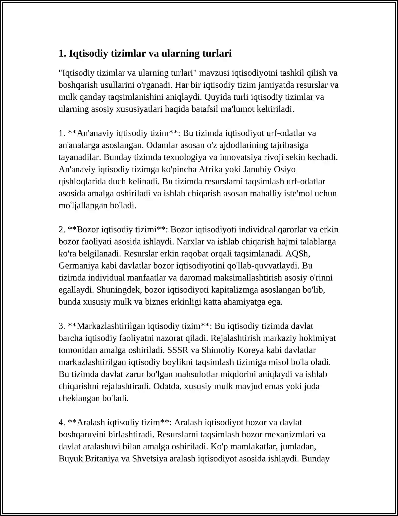 Iqtisodiy Tizim Modellari va Mulkchilik 3