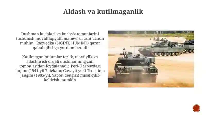 Jangdagi manyovr togrisida tushuncha manyovir turlari 3
