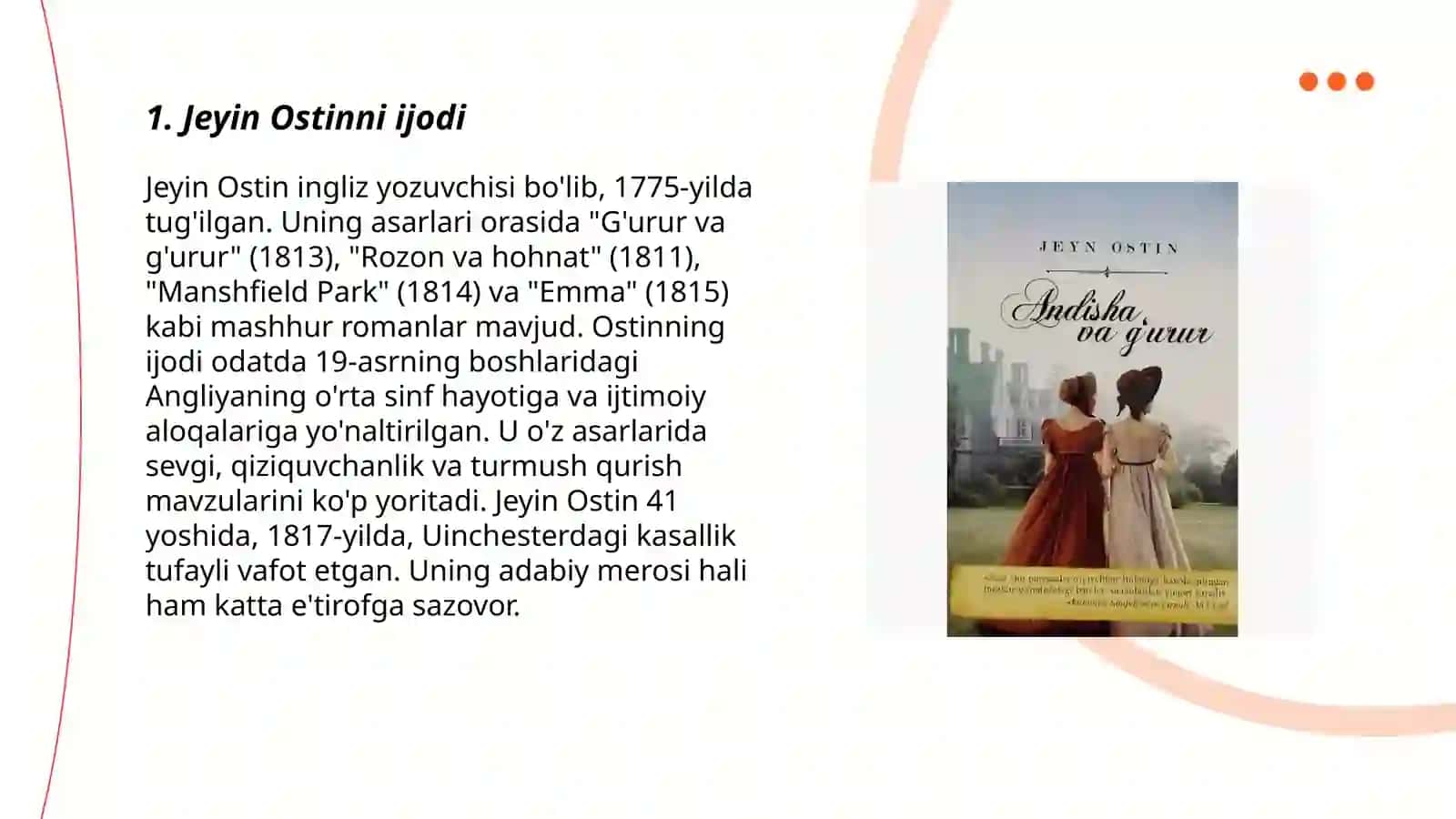 Jeyin Ostinni "Andisha va Gʻurur" asari 3