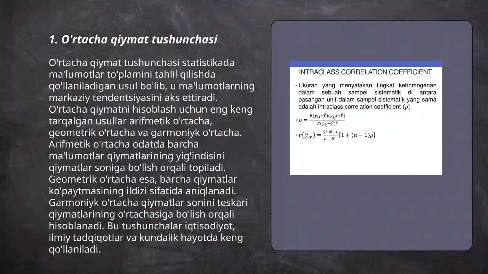 O'rtacha Qiymat va R-korrellatsiya Koeffitsienti 3