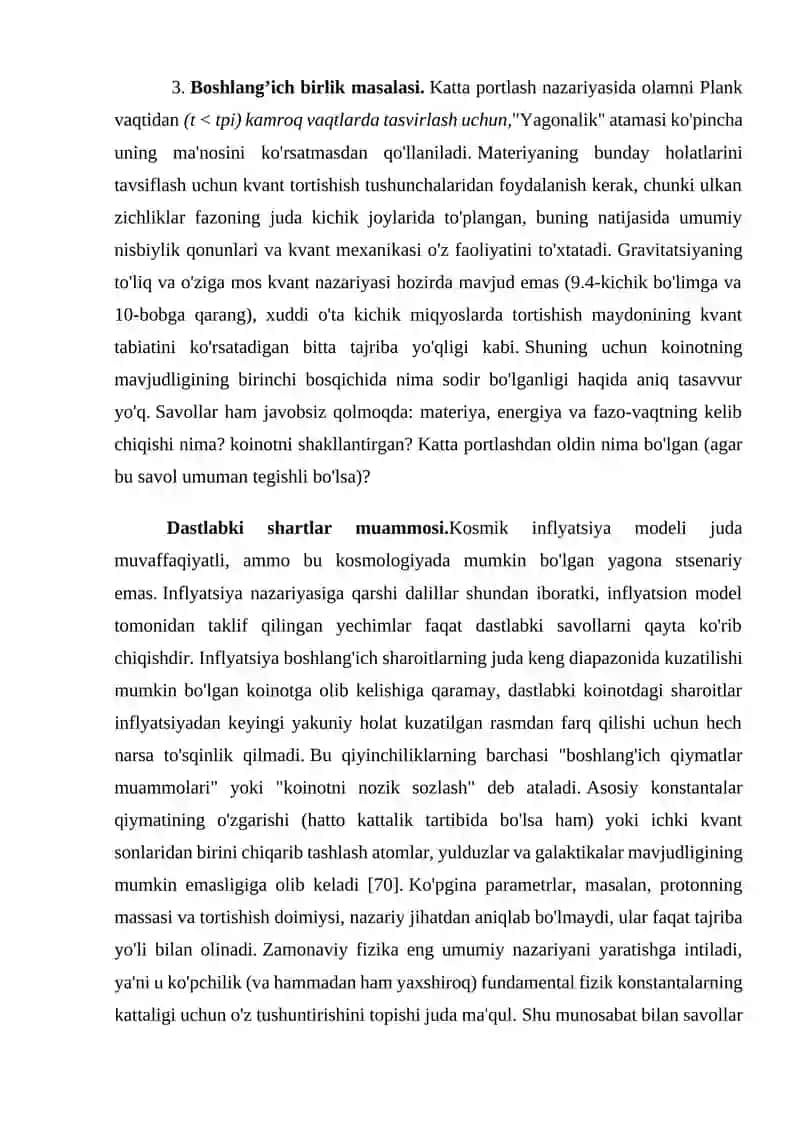 Kosmologiyaning yechilmagan muammolar 3