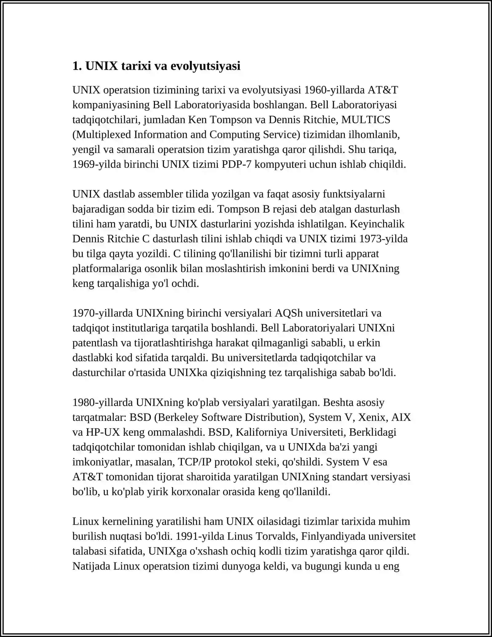 UNIX OILASIDAGI OPERATSION TIZIMLAR 3