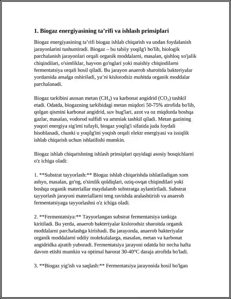 BIOGAZ ENERGIYASIDAN FOYDALANISH 3