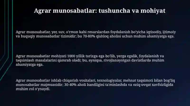 Agrar munosabatlar va ularning ahamiyati 3