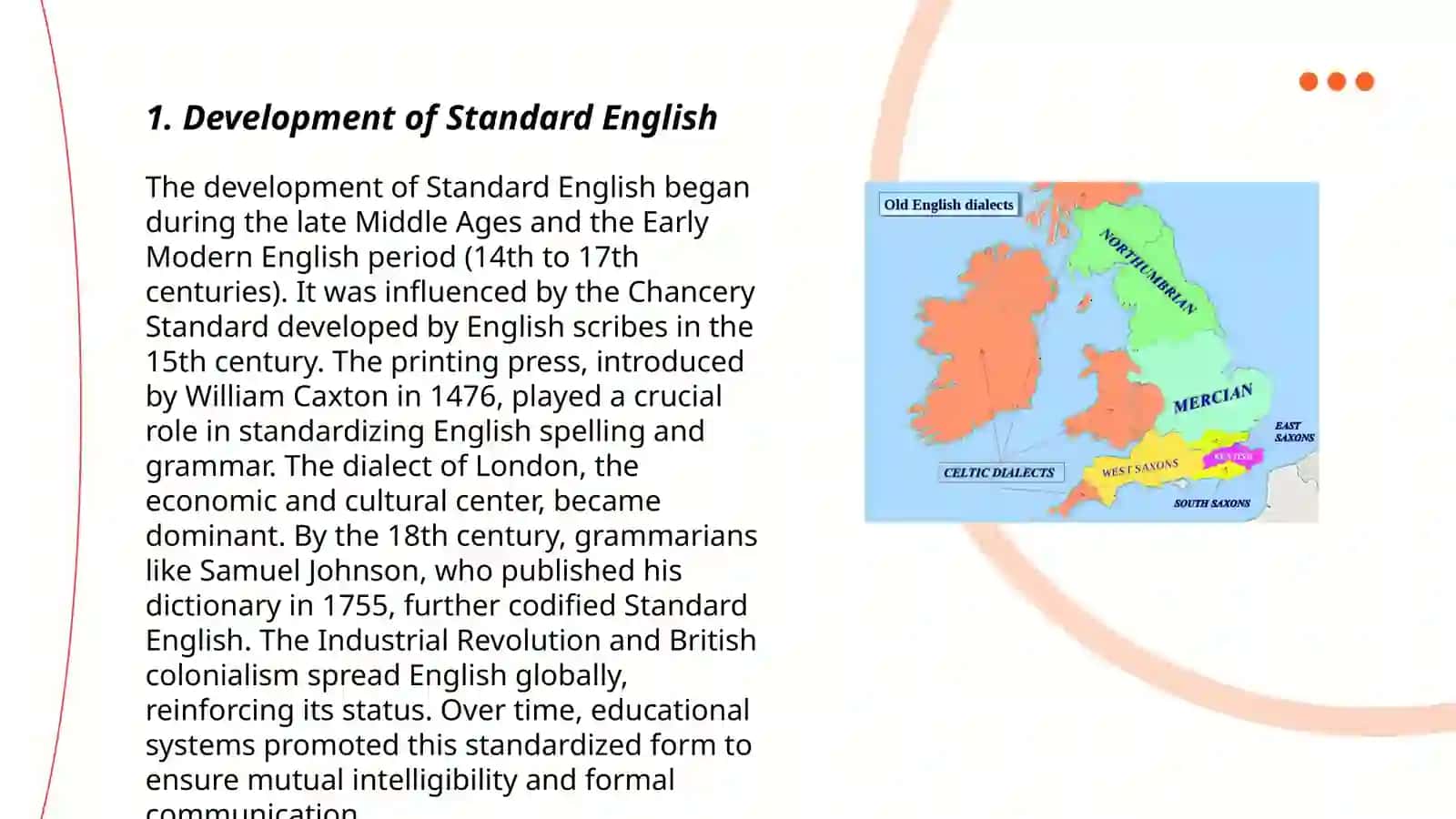 The Modern English period: local dialects and the national language 3