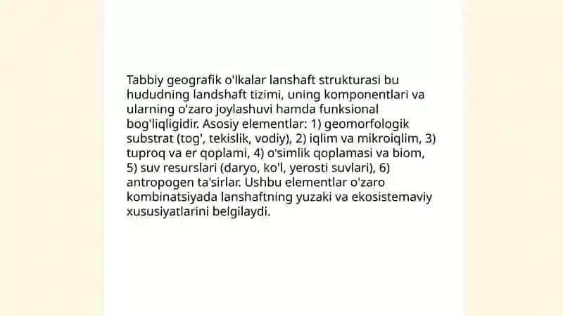 Tabbiy geografik oʻlkalarning lanshaft sturkturasi 3