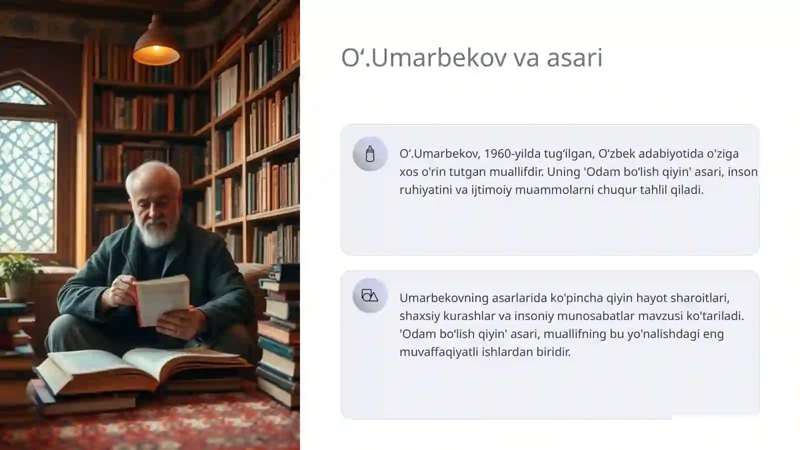"Odam boʻlish qiyin" asari 3